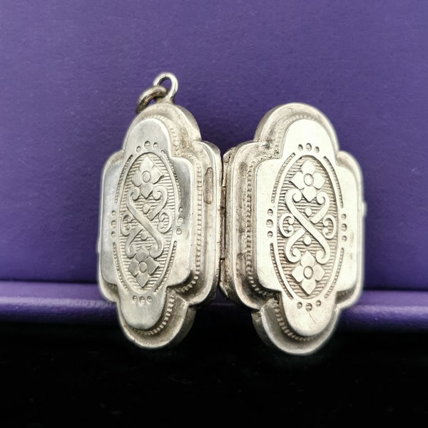 1900 Antique Silver Engraved Locket Antique XX century Locket Edwardian silver locket gift for him gift for her