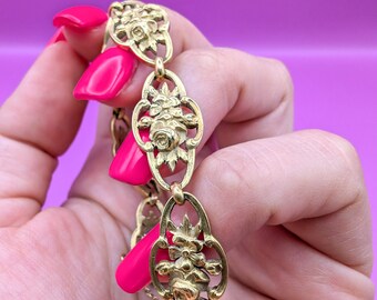 Bracelet Chaîne En Or 18k Vintage Style Art Nouveau - Magnifique Filigrane Antique