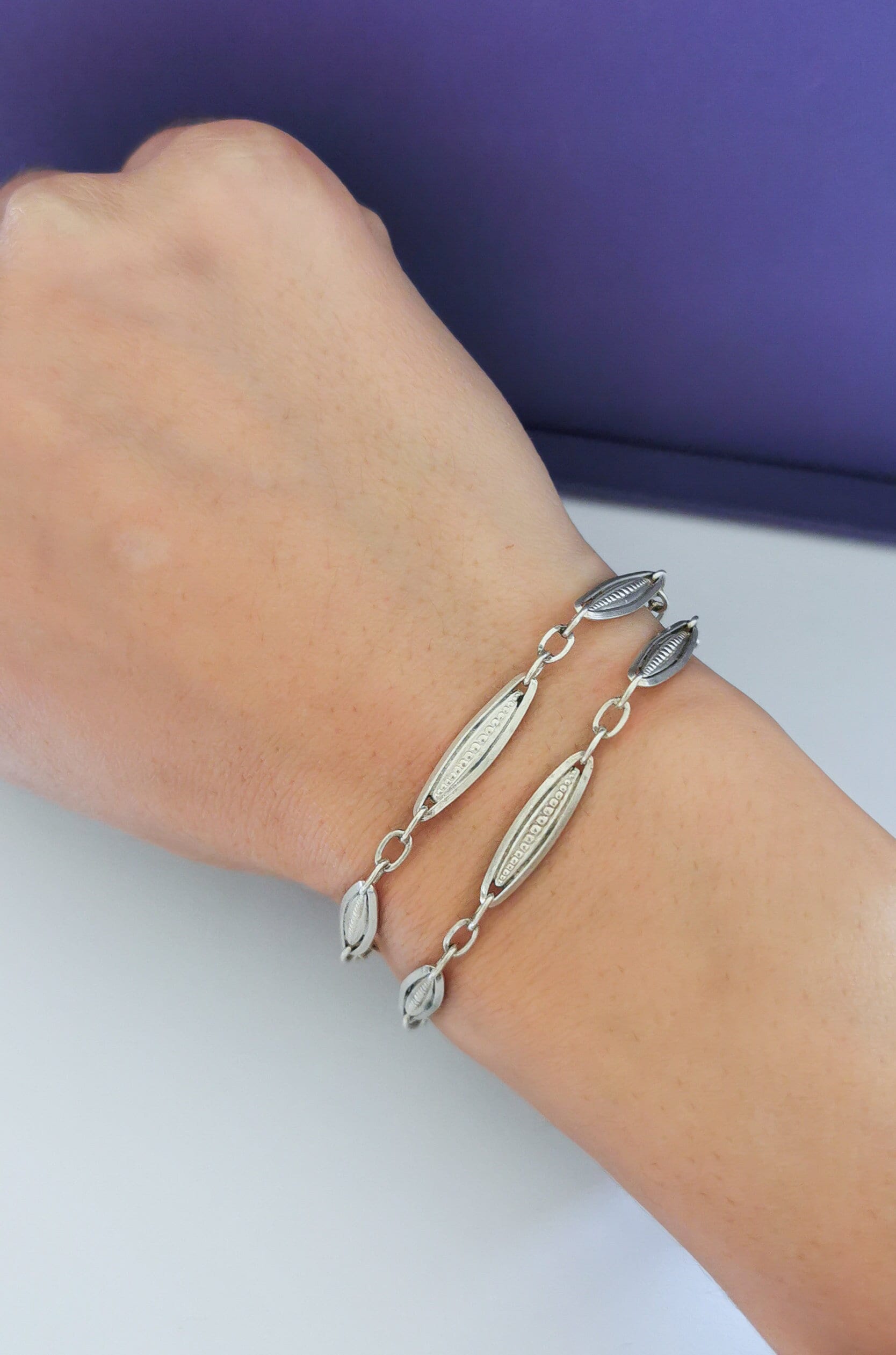 1930s Art Deco Silver Bracelet: Antique French Watch Chain Jewelry