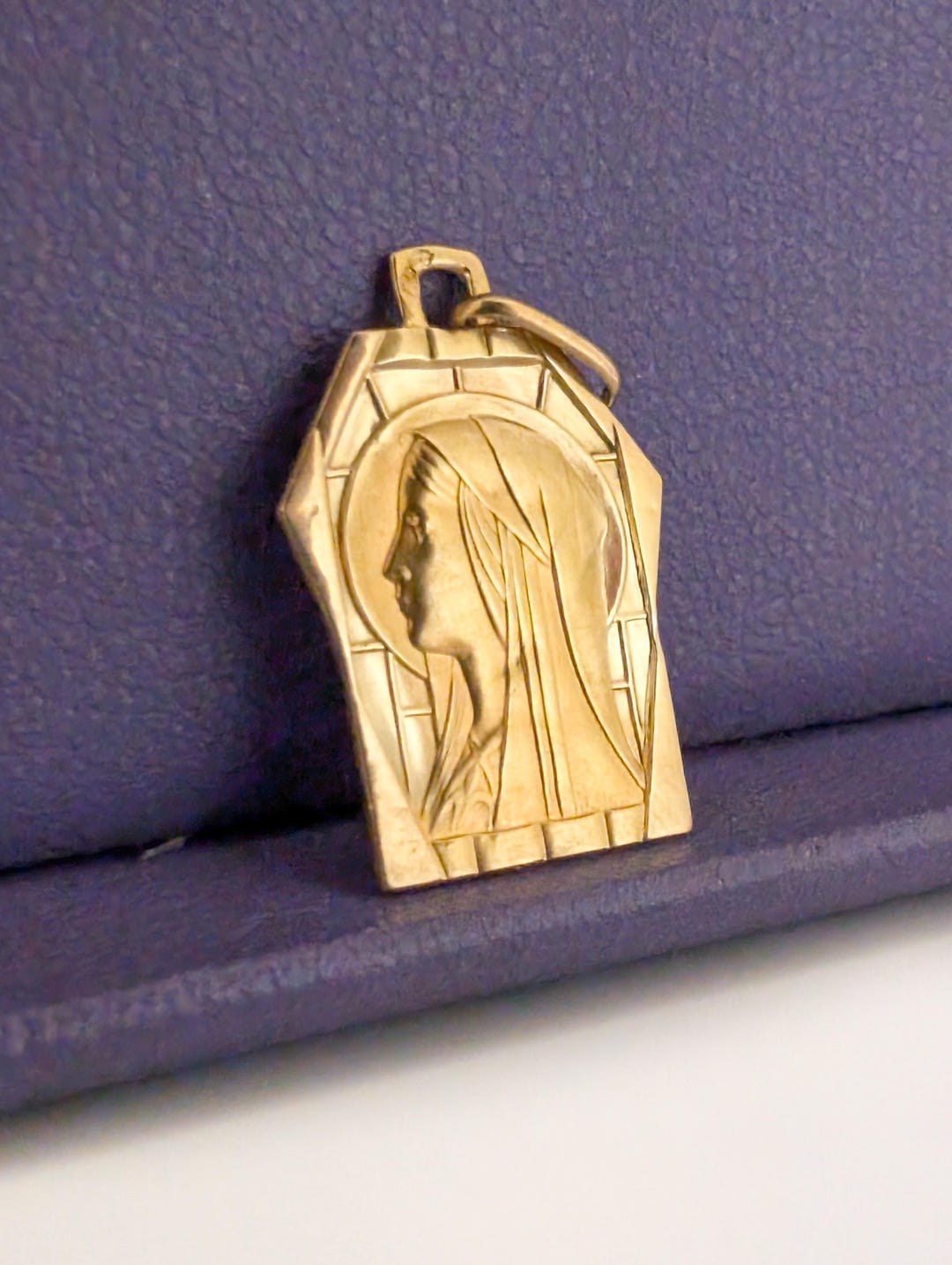1930s 18K Art Deco Virgin Mary Gold Pendant Antique French Religious ...