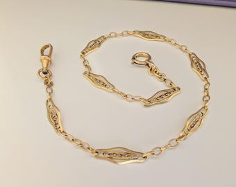 Antique Gold Filled Filigree Watch Chain - Edwardian Bracelet