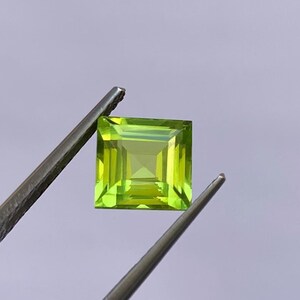 Natural Peridot Cut Stone, 2.75 Ct. Mint Green Cushion Cut Peridot, Fine Cut For Ring, Peridot Faceted Stone, Peridot Gemstone 7x7x5 MM L-16