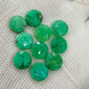 Chrysoprase Rose Cut Gemstone, 100% Natural Chrysoprase 2 Side Rose Cut Gemstone Lot, Round Shape 10 Pieces Gemstone Lot, Size 12X12 mm M-2