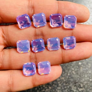 Lavender Quartz Faceted Gemstone Lot, Natural Lavender Cut Gemstone Lot, Asscher Shape Lavender Quartz Faceted Cabochon Size 10x10x4 mm L14