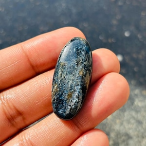 Teal Moss Kyanite Gemstone, Natural Teal Moss Kyanite Cabochon, Oval Shape Loose Kyanite Gemstone, Teal Kyanite Jewelry, Size 39x17x7 mm L-9