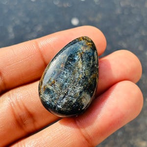 Teal Moss Kyanite Gemstone, Natural Teal Moss Kyanite Cabochon Pear Shape Loose Kyanite Gemstone, Teal Kyanite Jewelry, Size 36x24x8 mm L-16