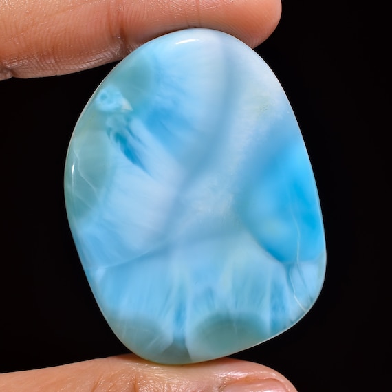Natural Larimar Cabochon: 101 Carat Fancy Gemstone (45X34X6 Mm