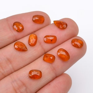 Orange Kyanite  Rose Cut Gemstone Slice, 100% Natural Orange Kyanite Lot, Mix Shape 10 Pieces Lot Loose Gemstone ,Size 7X5 9X5 mm M-1022