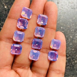 Lavender Quartz Faceted Gemstone Lot, Natural Lavender Cut Gemstone Lot, Asscher Cut Lavender Quartz Faceted Cabochon, Size 12x12x4 mm L-4