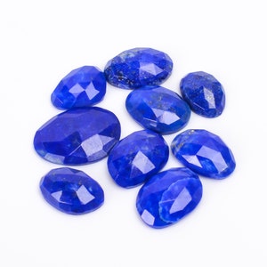 Lapis Lazuli Rose Cut Gemstone Slice, 100% Natural AAA+ Lapis Lazuli Lot, Mix Shape 9 Pieces Lot Loose Gemstone , Size 11X8 16X13 mm M-798