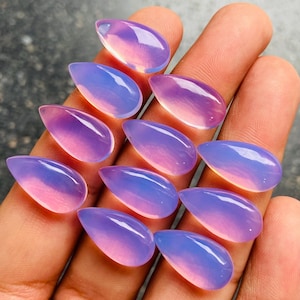 Lavender Quartz Cabochon Lot, Natural Lavender Quartz Gemstone Lot, Pear Shape Loose Gemstone Lavender Quartz Jewelry, Size 20x11x6 mm L-4