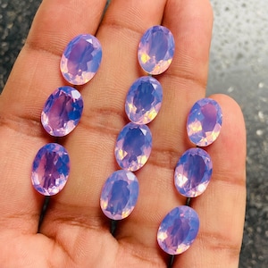 Lavender Quartz Faceted Gemstone Lot, Natural Lavender Cut Gemstone Lot, Oval Shape Lavender Quartz Faceted Cabochon, Size 10x14x4 mm L-1
