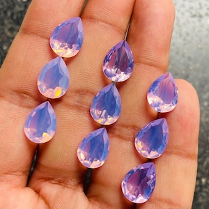 Lavender Quartz Faceted Gemstone Lot, Natural Lavender Cut Gemstone Lot, Pear Shape Lavender Quartz Faceted Cabochon, Size 10x14x4 mm L-2