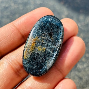 Teal Moss Kyanite Gemstone, Natural Teal Moss Kyanite Cabochon, Oval Shape Loose Kyanite Gemstone, Teal Kyanite Jewelry, Size 45x24x7 mm L-2