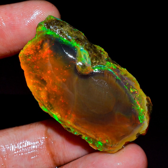 天然エチオピア産オパール原石：ファイアーオパール原石、61.5カラット