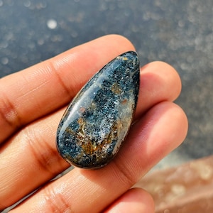 Teal Moss Kyanite Gemstone, Natural Teal Moss Kyanite Cabochon Pear Shape Loose Kyanite Gemstone, Teal Kyanite Jewelry, Size 45x23x9 mm L-14