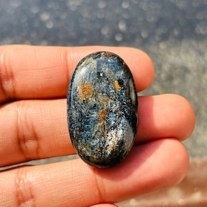 Teal Moss Kyanite Gemstone, Natural Teal Moss Kyanite Cabochon, Oval Shape Loose Kyanite Gemstone, Teal Kyanite Jewelry, Size 38x23x8mm L-11
