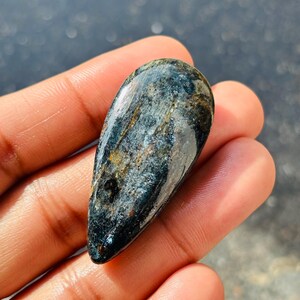 Teal Moss Kyanite Gemstone, Natural Teal Moss Kyanite Cabochon Pear Shape Loose Kyanite Gemstone, Teal Kyanite Jewelry, Size 50x23x9 mm L-13