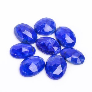 Lapis Lazuli Rose Cut Gemstone Slice, 100% Natural AAA+ Lapis Lazuli Lot, Mix Shape 8 Pieces Lot Loose Gemstone , Size 11X7 12X9 mm M-804