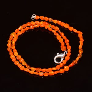 Ethiopian Opal Gemstone Beads, 100% Natural Orange Ethiopian Opal Gemstone Beads, Tumbled Shape Smooth Beads 5X4 7X5 mm Necklace 18&quot; S-1241