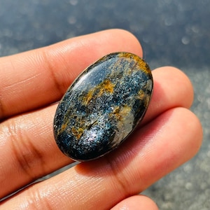 Teal Moss Kyanite Gemstone, Natural Teal Moss Kyanite Cabochon, Oval Shape Loose Kyanite Gemstone, Teal Kyanite Jewelry, Size 37x24x8 mm L-7