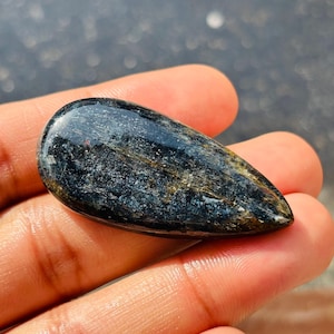 Teal Moss Kyanite Gemstone, Natural Teal Moss Kyanite Cabochon Pear Shape Loose Kyanite Gemstone, Teal Kyanite Jewelry, Size 50x24x8 mm L-12