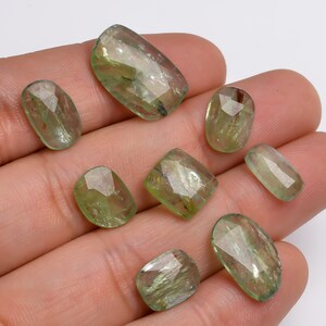 Green Kyanite Rose Cut Slice Gemstone, 100% Natural Green Mint Kyanite Lot, Mix Shape 8 Pieces Lot Loose Gemstone ,Size 11X9 18X12 mm M-926