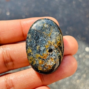 Teal Moss Kyanite Gemstone, Natural Teal Moss Kyanite Cabochon, Oval Shape Loose Kyanite Gemstone, Teal Kyanite Jewelry, Size 42x29x8 mm L-6