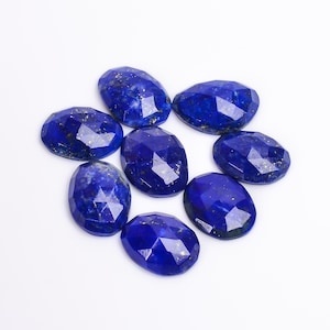 Lapis Lazuli Rose Cut Gemstone Slice, 100% Natural AAA+ Lapis Lazuli Lot, Mix Shape 8 Pieces Lot Loose Gemstone , Size 12X9 13X10 mm M-802