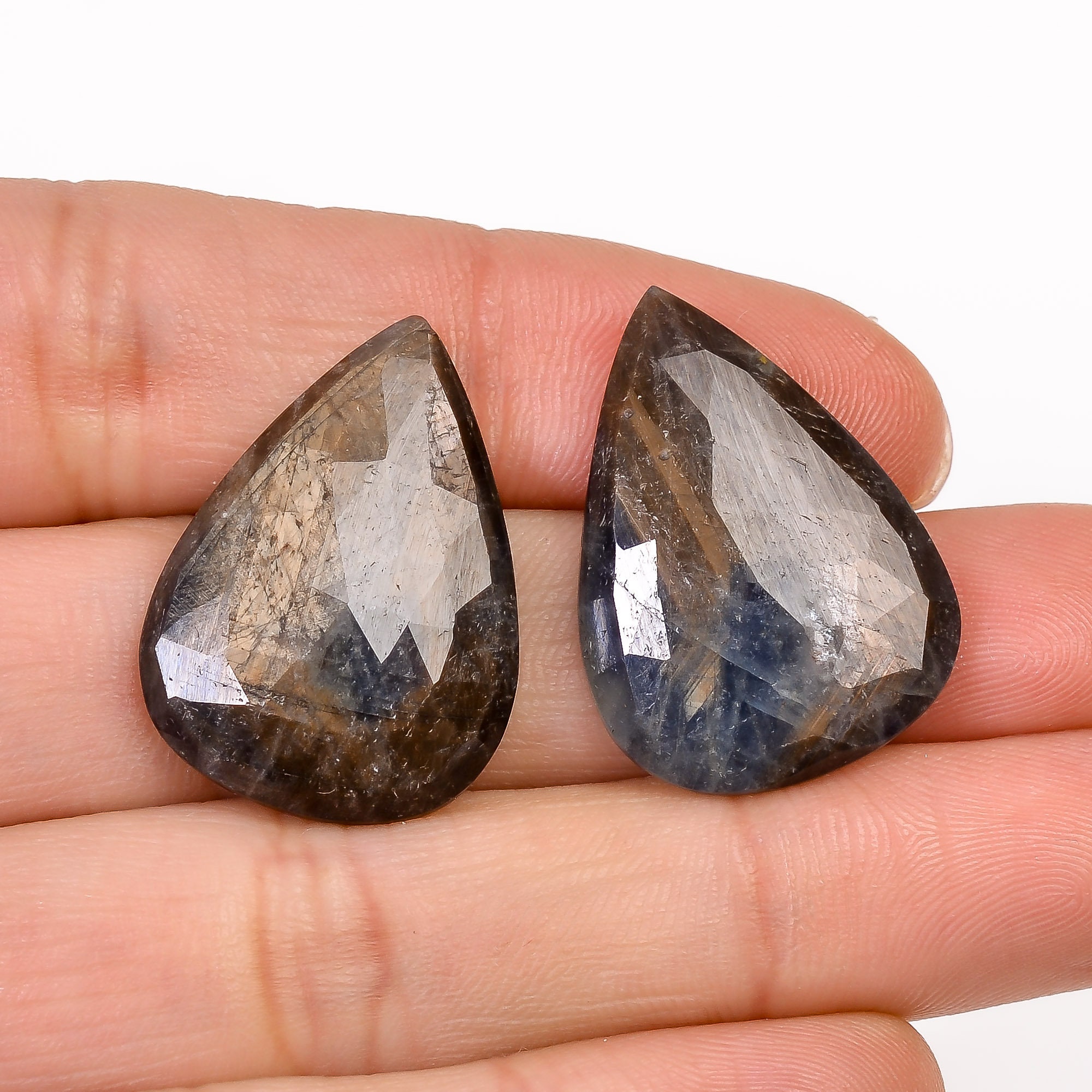 Size 20X12X4 mm M-220 Blue Sapphire Rose Cut Faceted Gemstone Gemstone Pair Pear Shape Loose Gemstone 100% Natural Blue Sapphire Pair
