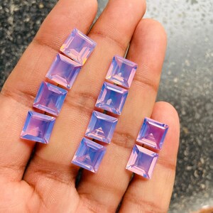 Lavender Quartz Faceted Gemstone Lot, Natural Lavender Cut Gemstone Lot, Square Shape Lavender Quartz Faceted Cabochon, Size 12x12x4 mm L-5
