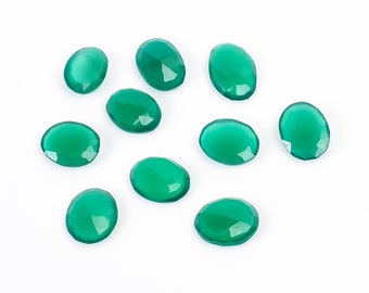 Piedras preciosas de calcedonia verde talla rosa: lote ovalado (9 x 7,10 x 8 mm)