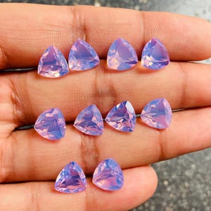 Lavender Quartz Faceted Gemstone Lot, Natural Lavender Cut Gemstone Lot, Trillion Shape Lavender Quartz Faceted Cabochon Size 10x10x4 mm L10