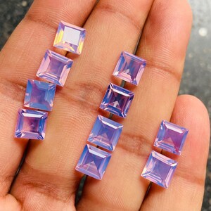 Lavender Quartz Faceted Gemstone Lot, Natural Lavender Cut Gemstone Lot, Square Shape Lavender Quartz Faceted Cabochon, Size 10x10x4 mm L-6