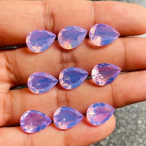 Lavender Quartz Faceted Gemstone Lot, Natural Lavender Cut Gemstone Lot, Pear Shape Lavender Quartz Faceted Cabochon Size 12x10x4 mm L12