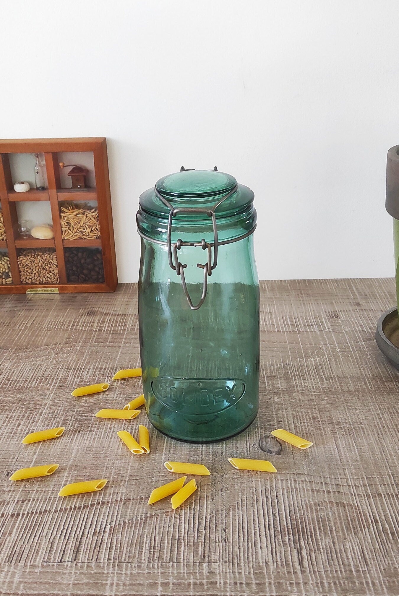 Bocal 1 Litre -Solidex- en Verre Ancien Bullé/Année 1930S - 1950S, French Vintage, Livraison Offerte