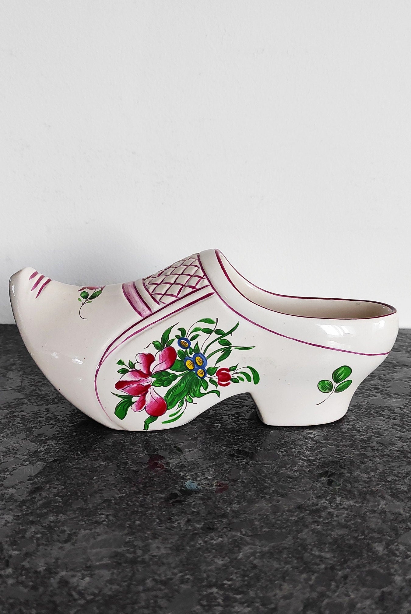 Sabot Faïence, Bouquetière Saint Clément, Décor Fleurs, Livraison Offerte en France