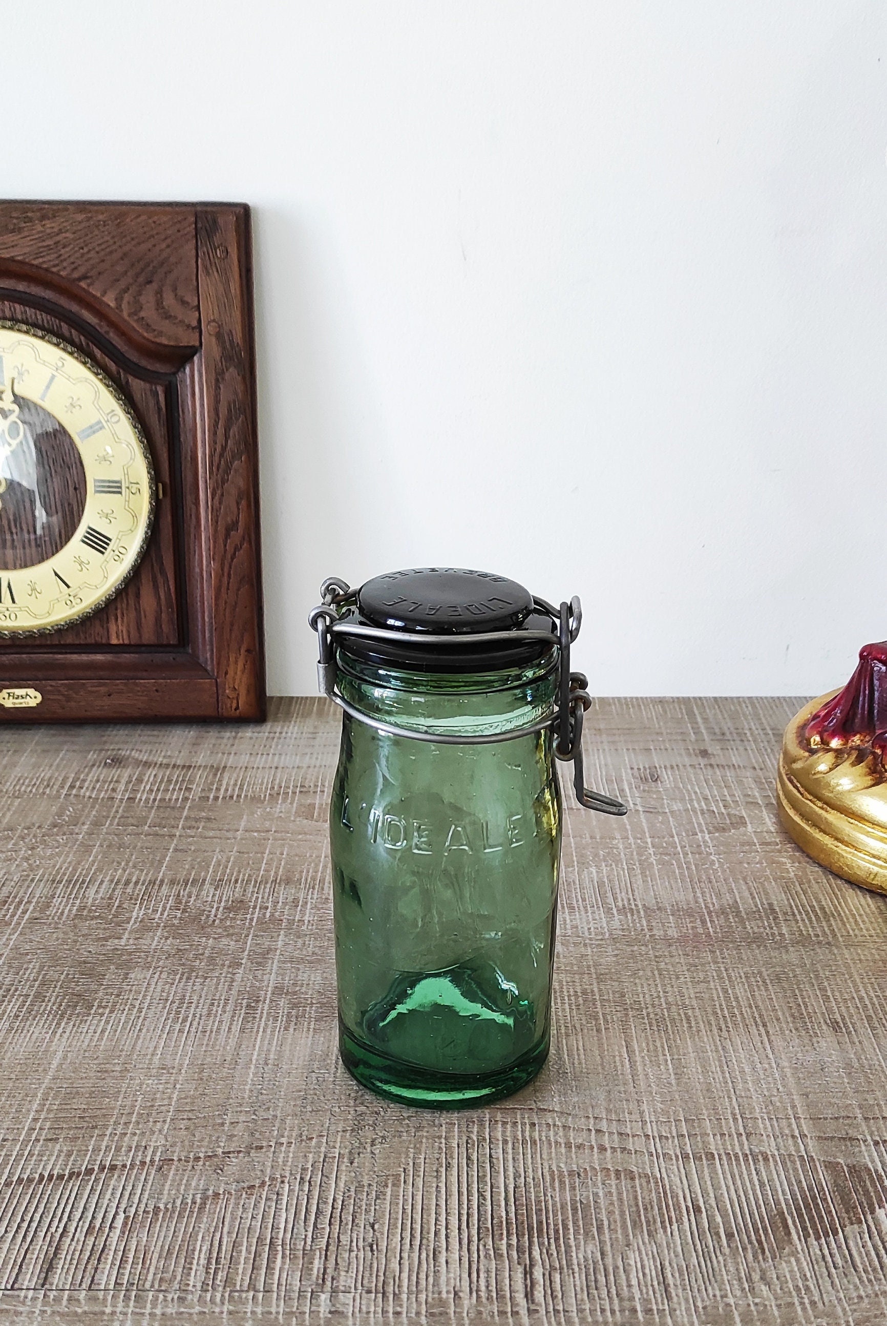 Bocal 1/2 Litre -L'ideale- en Verre Ancien Bullé/Année 1930S - 1950S, French Vintage, Livraison Offe