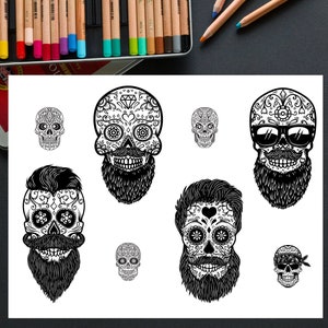 6 Skulls Coloring Pages