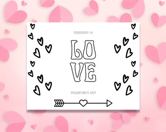 5 afdrukbare kleurpagina's, doe-het-zelf Valentijnsdagdecoraties