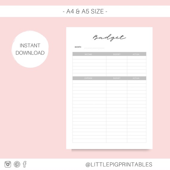 Printable Budget Planner A4 &amp; A5 Printable Planner Inserts - Etsy