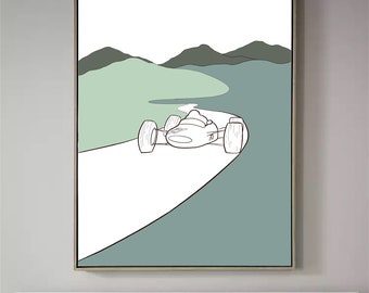 Formula 1 Line Art / Racing Wall Art / Line Art / One Line Print / Decoración de pared / Arte deportivo abstracto / Descarga digital / Arte contemporáneo /