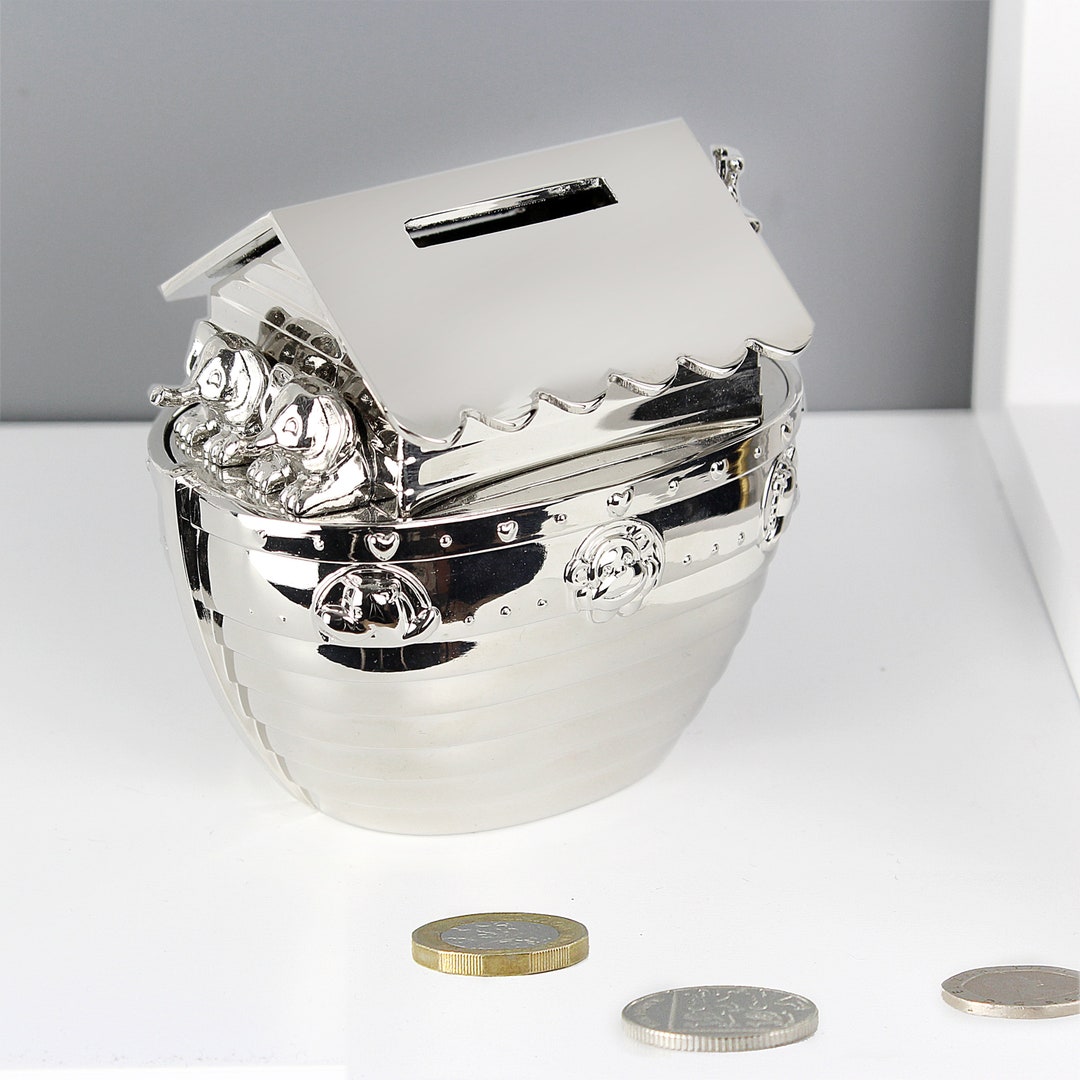 Christening Noahs Ark Money Box This Silver Finish Noah's Ark Money Box