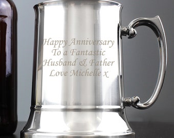 Personalised Stainless Steel Tankard - An alternative to pewter this stainless steel tankard makes the perfect gift for any occasion.