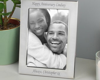 Personalised Silver Plated 6x4 Photo Frame - Ideal for Birthdays, Wedding Gifts, Engagement gifts, Anniversary, New Born, Christenings Etc.