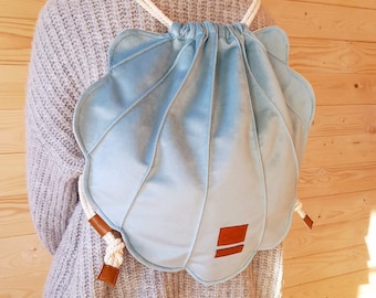 Velour Seashell Backpack: Beach Sack Bag, Kids & Adults