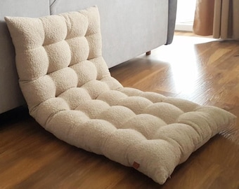 Boucle Bodenkissen Matte, weiches Sitzen für eine gemütliche Leseecke, Eingangsbankkissen in Form eines Futons, Boho-Palettensofa-Unterlage