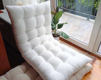White boucle floor cushion, cozy pillow for boho living room, modular mat for sofa pallet, seat for hygge reading corner