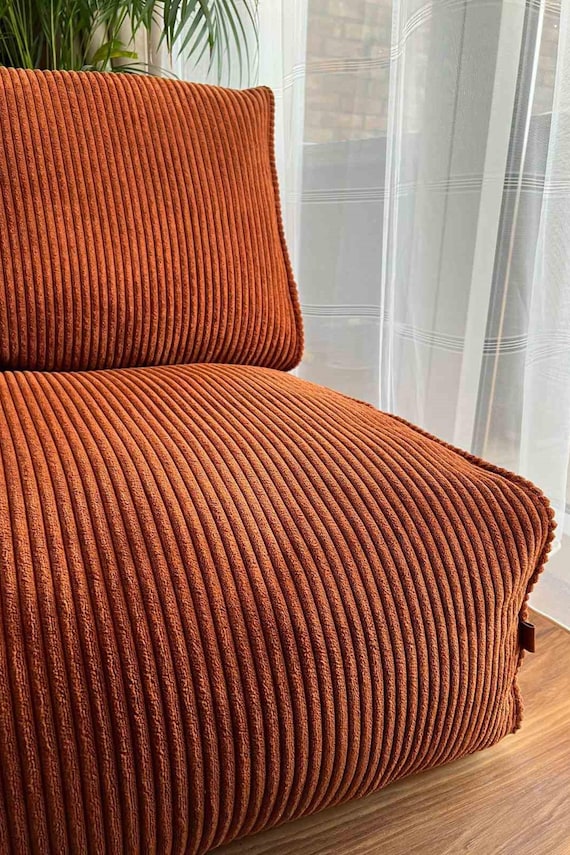Cord Boden Sofa, Modular Ottomane mit Rückenlehne