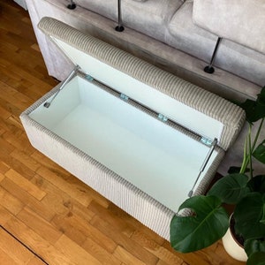 soft corduroy and a stable bench for the living room in the vintage and modern room